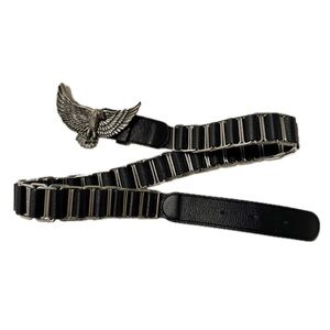 Black Leather Women’s Bag Strap with Eagle Detail